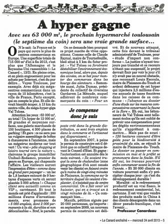 Le Canard Enchaîné - 24/04/2013 - «A Hyper Gagne»